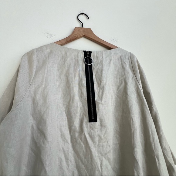 IC By Connie K Linen Key Hole Bow Tie Tunic Top 100% Linen Pockets Large USA - Picture 11 of 13